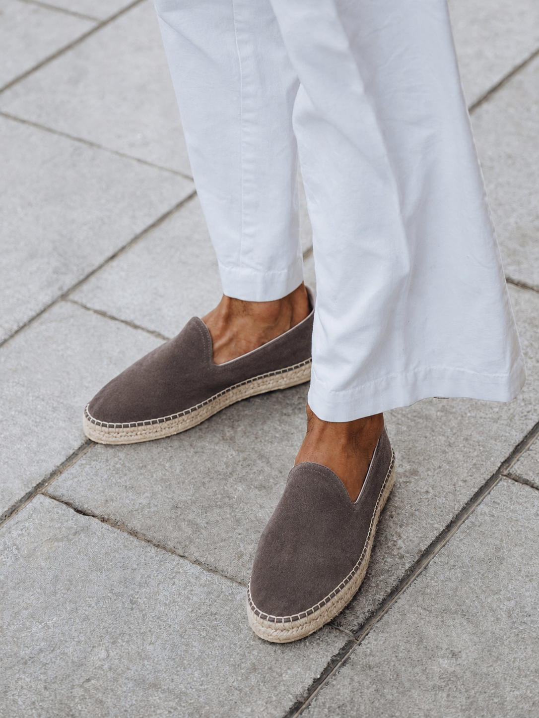 The Espadrille - Light Grey Suede